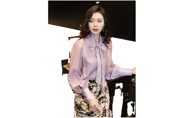 四美子 内搭简约上衣长袖衬衫 紫悠思