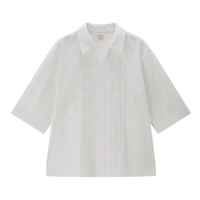 佐丹奴 纯棉翻领纯色简约舒适百搭落肩长袖衬衫 女款