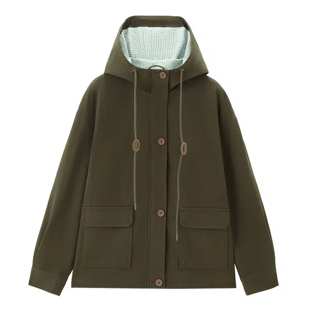 佐丹奴 磨毛工装口袋连帽梭织夹克外套 女款