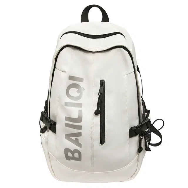 笛贝嘉 潮牌简约休闲字母大容量书包韩版轻便百搭背包 尼龙 双肩包 大号 男女同款情侣款 多色