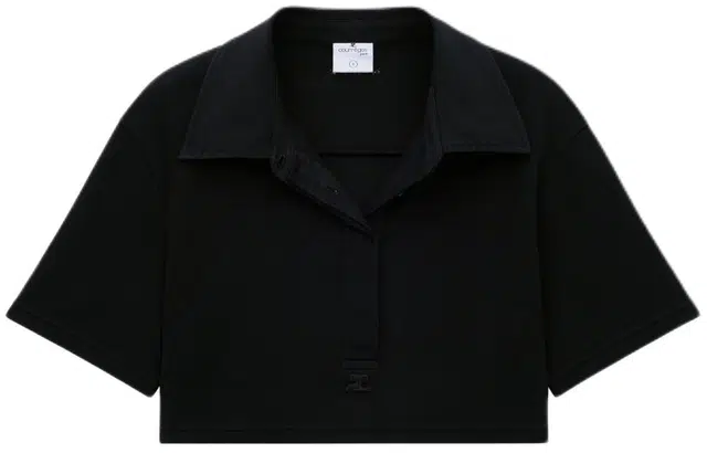 COURREGES SS24 COTTON CROPPED POLO Polo BLACK