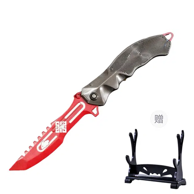 礼莎 暗区突围周边 武器刀具 蝴蝶折叠瑞兔折刀金属玩具合金弹跳刀 成品模型