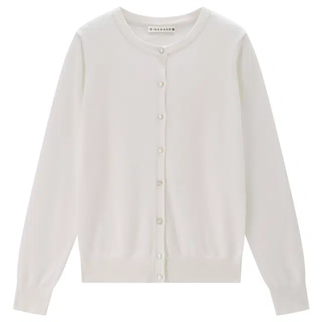 佐丹奴 圆领纯色单排扣舒适通勤针织衫 女款