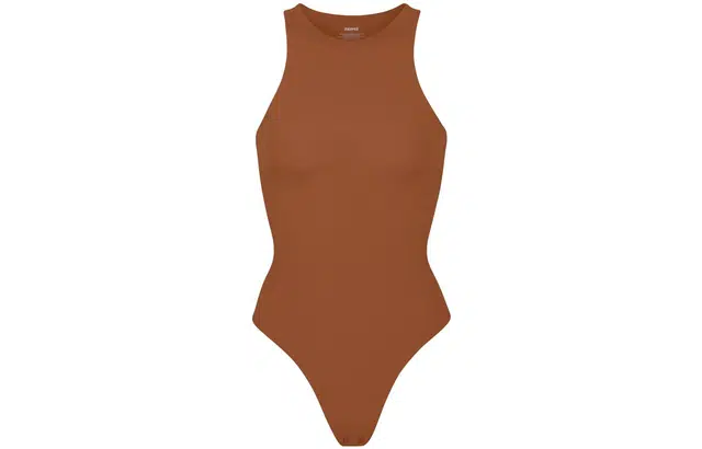 SKIMS FITS EVERYBODY HIGH NECK BODYSUIT BRONZE