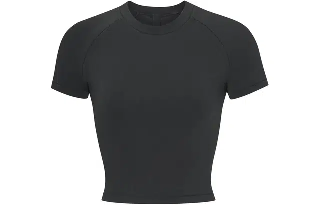 SKIMS NEW VINTAGE CROPPED RAGLAN T-SHIRT T WASHED ONYX