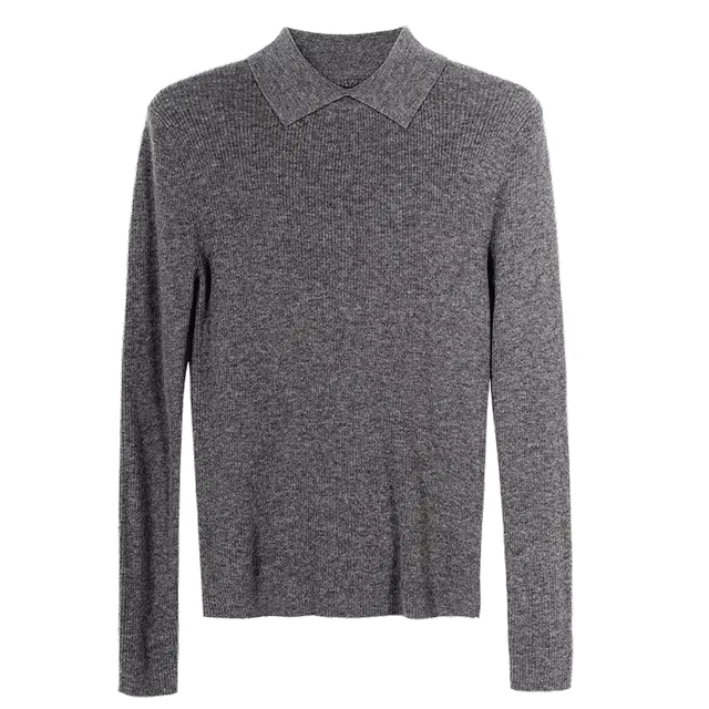 米思阳 纯色通勤简约针织衫 女款 深灰色