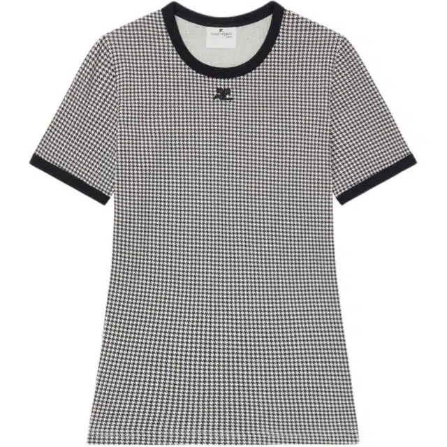 COURREGES FW24 CONTRAST HOUNDSTOOTH T-SHIRT T Houndstooth White Black