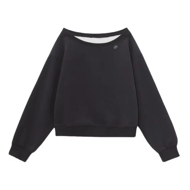 柏黛妃 美式复古斜肩宽松简约舒适纯色卫衣 女款 深灰色