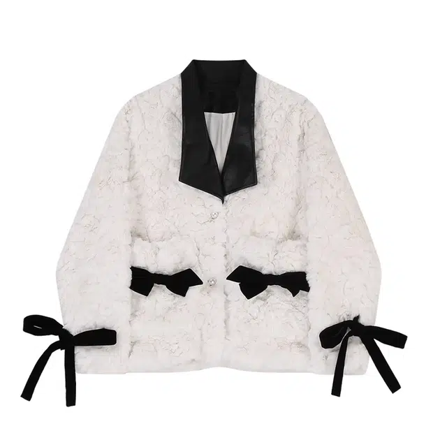 桴生 羊羔毛西装领秋冬毛绒短款日常休闲百搭上衣夹克 女款