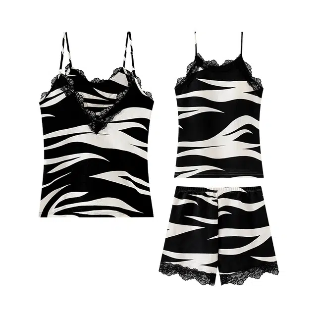 欧诗帛 带胸垫休闲甜美吊带家居服可外穿睡衣套装 女款 图片色