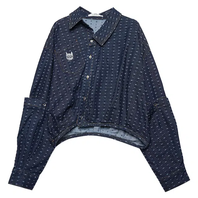 木果果木 水洗复古气质长袖衬衫 女款 深牛仔蓝