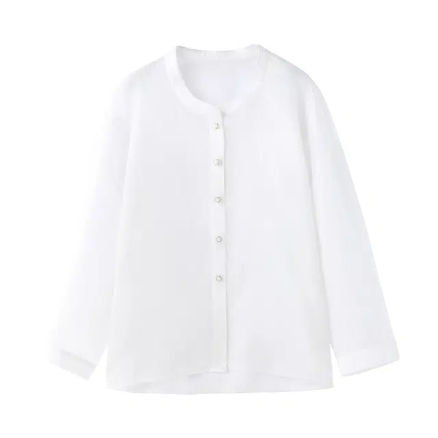 花栗鼠小姐 半岛轻甜 新中式甜美慵懒风圆领减龄重工绣花精美扣子轻薄松弛感衬衫 女款