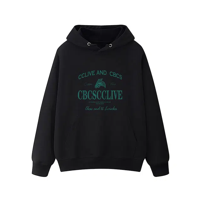 草本初色 舒适简约连帽字母印花落肩袖卫衣 男女同款