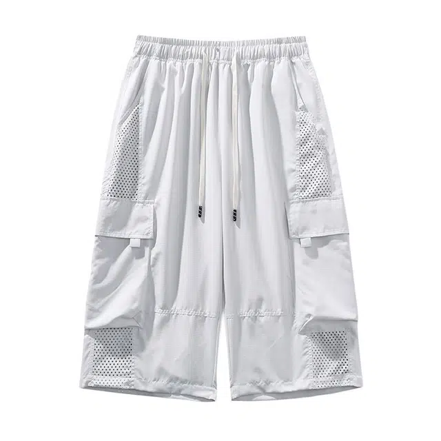 大白鲨 美式网眼工装宽松直筒运动潮流七分休闲短裤 男款