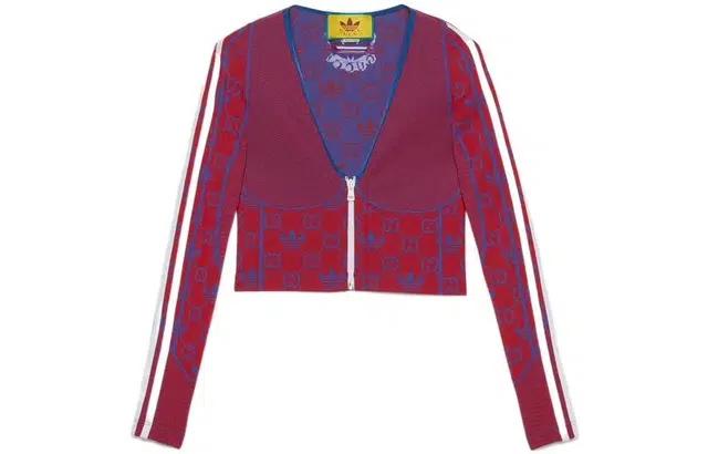 Gucci x adidas Originals FW22 Logo V-Neck Zip Sweatshirt Red