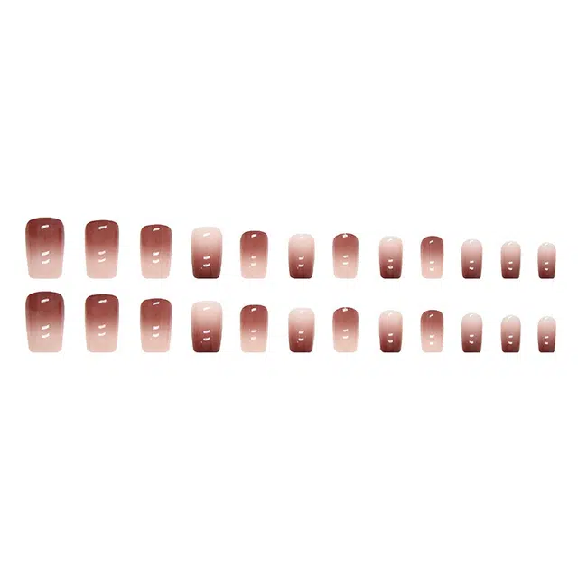 馨枕居 气质温柔  穿戴甲 方圆奶咖渐变 纯色