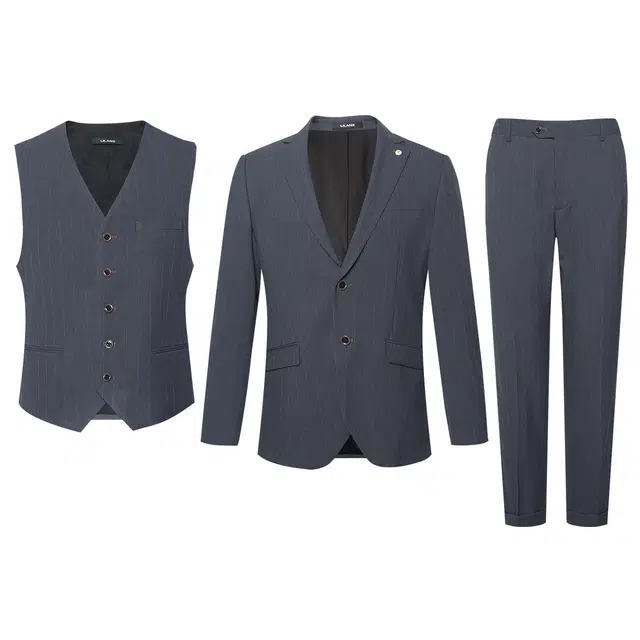 利郎 条纹时尚两粒扣极简风西装套装 男款 蓝间色