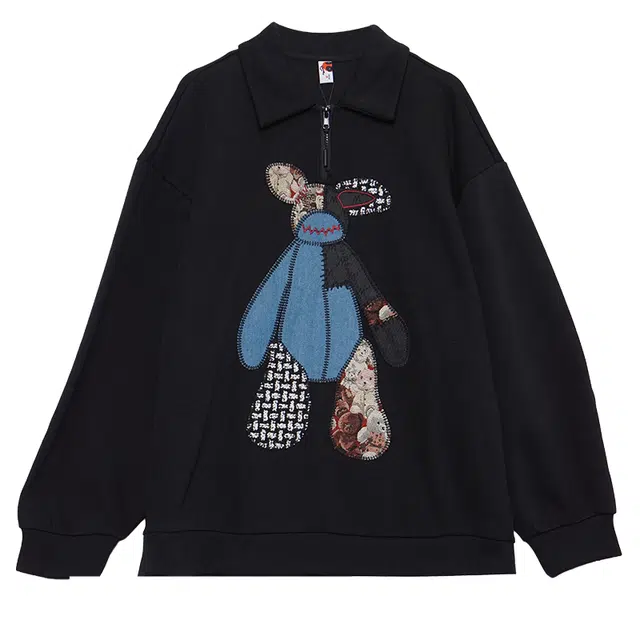 木果果木 卡通贴布复古宽松时尚休闲长袖卫衣 女款