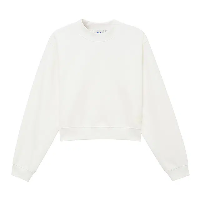 美特斯邦威 纯色圆领简约百搭套头短款长袖卫衣 女款