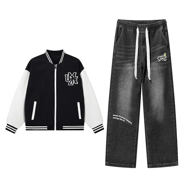 星际者 简约时尚长袖外套直筒百搭长裤休闲运动套装 男女同款