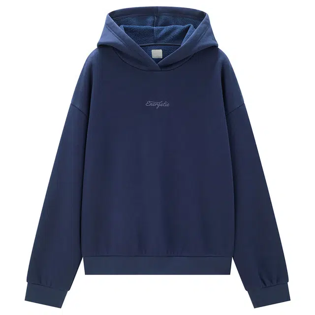 佐丹奴 加绒字母刺绣宽松舒适纯色卫衣 女款