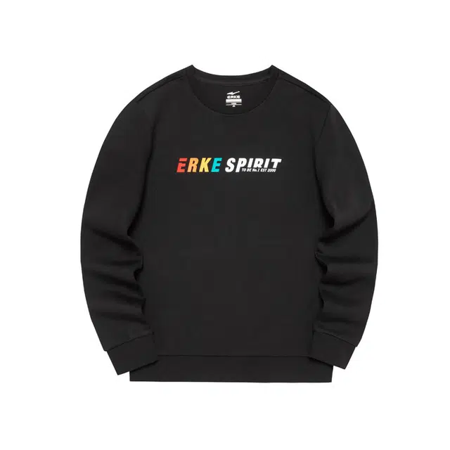 鸿星尔克 生活系列 彩色字母印花休闲运动套头圆领宽松卫衣 春秋 女款 正黑