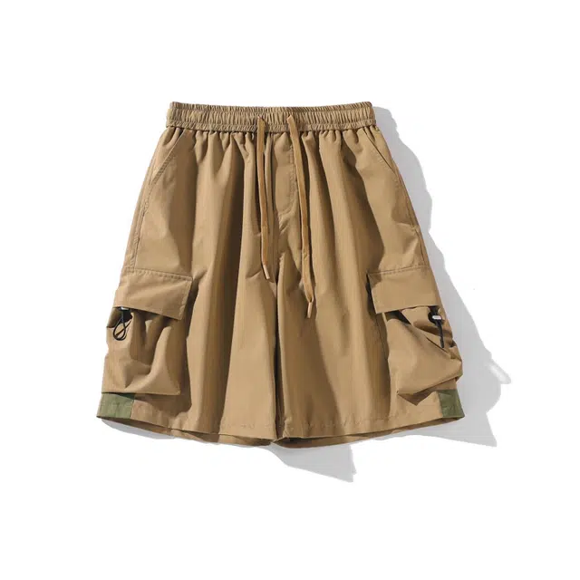 颂希尔 美式高街纯色直筒工装五分休闲短裤 男女同款