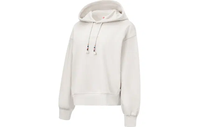 中国李宁 纯色连帽套头宽松卫衣 女款 花灰