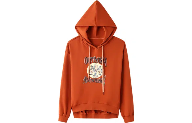 恒源祥 字母印花连帽卫衣 女款 桔红色