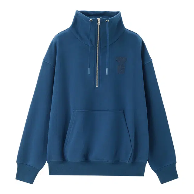 佐丹奴 心形字母刺绣抽绳立领半开襟针织卫衣 女款