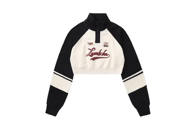 LAMLICKA Retro Letter Patch Zip Sweatshirt