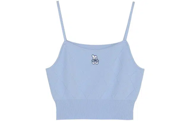 森女部落 卡通兔子刺绣针织短款吊带背心 女款