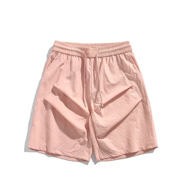 欧路得 五分纯色系带百搭舒适时尚中腰宽松休闲短裤 男女同款