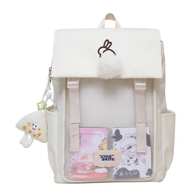 單倉 日系可爱高颜值二次元初高中学生设计痛包通勤百搭背包 尼龙 书包双肩包 常规 女款 白色/粉色/绿色/紫色/棕色/黑色