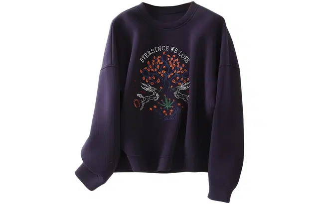 【dme】 几何图形图案印花宽松圆领长袖卫衣 女款 藏青