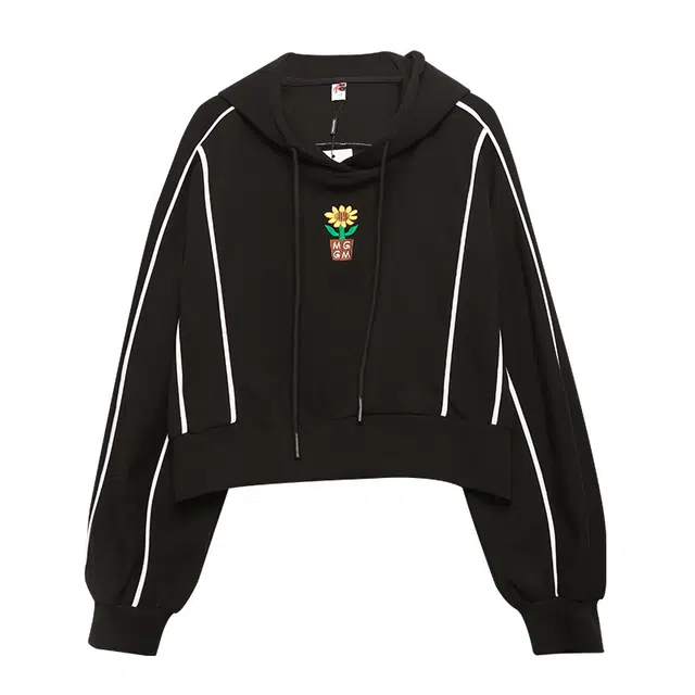 木果果木 美式复古连帽宽松短款休闲长袖卫衣 女