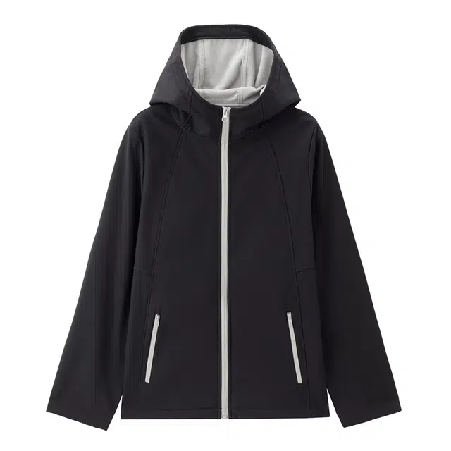 佐丹奴 复合摇粒绒破骨连帽梭织厚款宽松夹克外套 女款