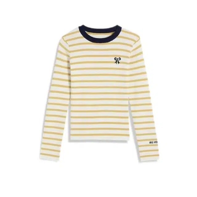 花蔓色 韩系蝴蝶结修身圆领条纹百搭内搭针织衫 女款