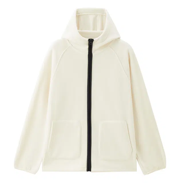 佐丹奴 摇粒绒撞色拉链连帽插肩针织夹克外套 女款