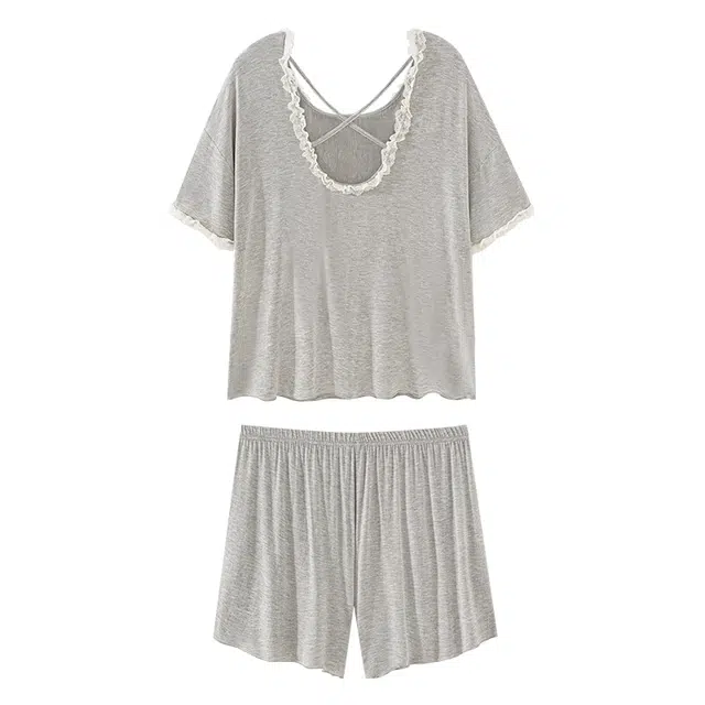 欧诗帛 带胸垫短袖宽松家居服可外穿夏季睡衣套装 女款 图片色