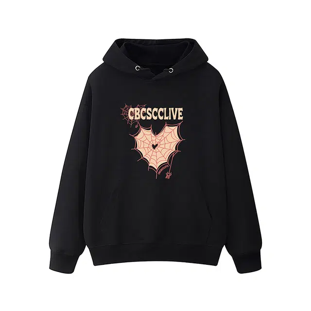 草本初色 薄款时尚连帽舒适字母印花落肩袖卫衣 男女同款