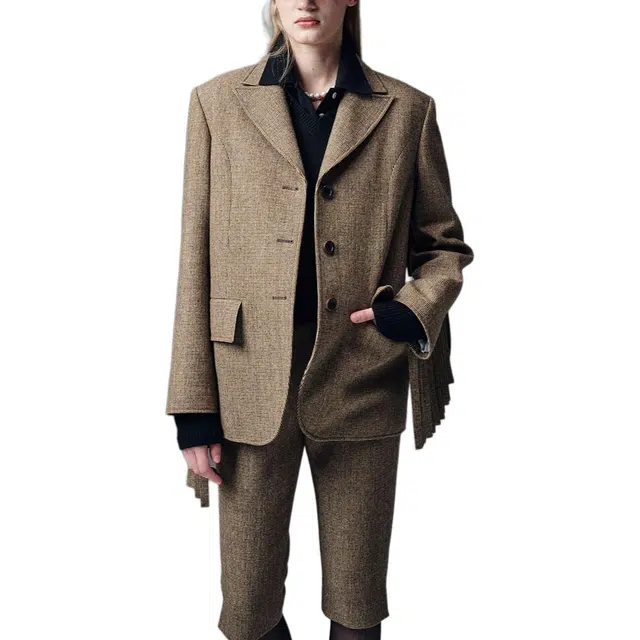 MARDI MERCREDI FW24 OVERSIZED JACKET FRINGE-BROWN