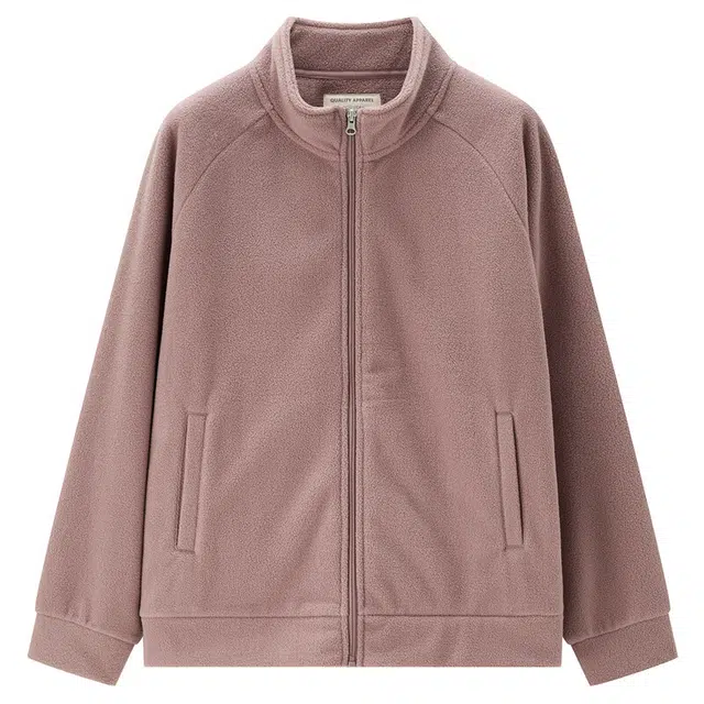 佐丹奴 纯色休闲立领宽松长袖摇粒绒夹克外套 女款