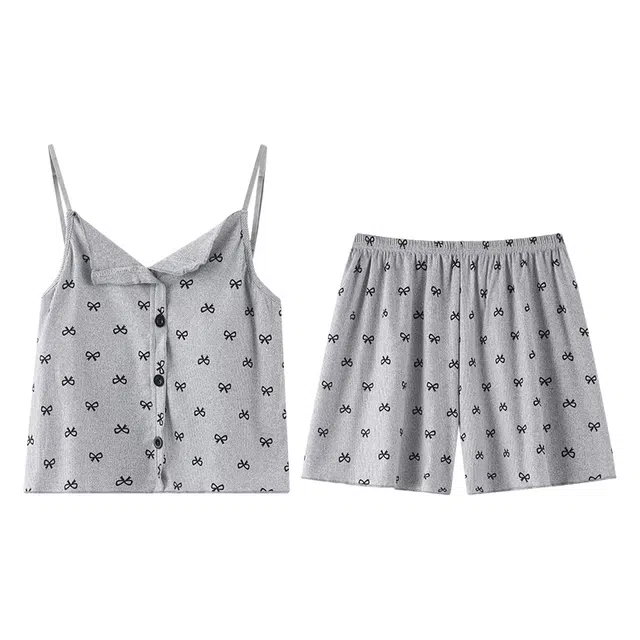 向薇 带胸垫性感吊带凉感休闲家居服睡衣套装 女款 图片色