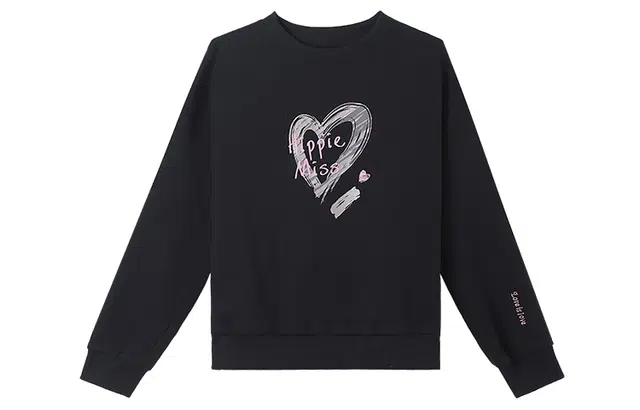 嬉皮少女 圆领印花袖口刺绣甜酷内搭外穿卫衣 女款 黑色