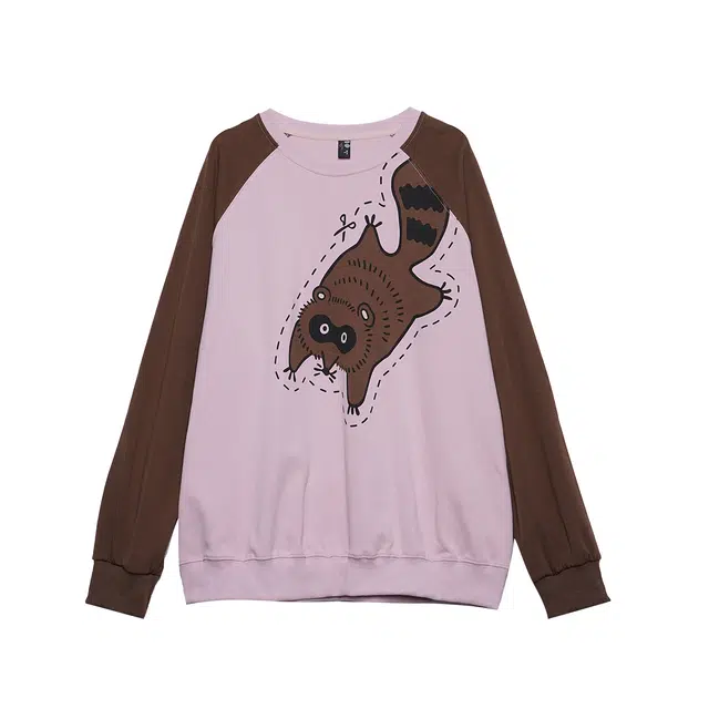 木果果木 卡通印花插肩袖卫衣 女款