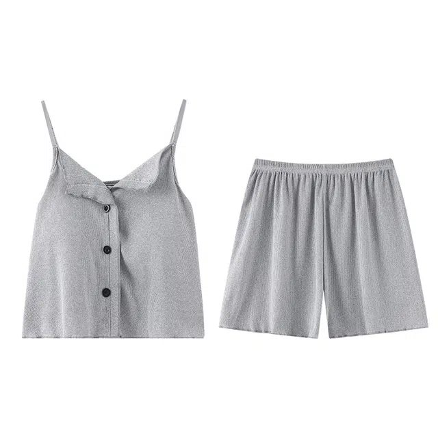 向薇 凉感纯欲风带胸垫时尚家居服睡衣套装 女款 图片色