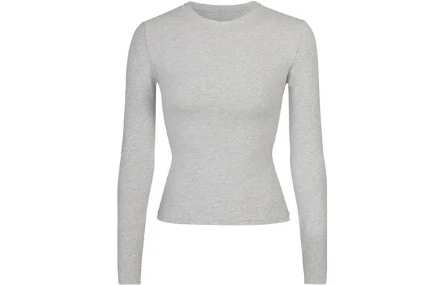 SKIMS COTTON JERSEY T LIGHT HEATHER GREY