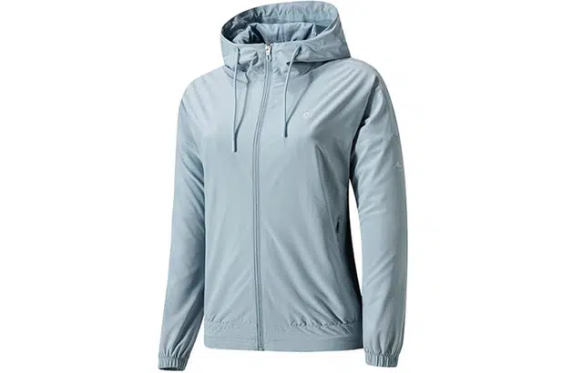 鸿星尔克 纯色连帽夹克外套 女款 晨雾蓝