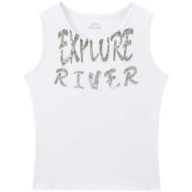 太平鸟 修身简约时尚百搭背心 女款 香槟白